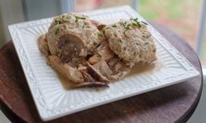 Read more about the article Wild Mushroom & Herb Chicken with Chive Drop Dumplings
